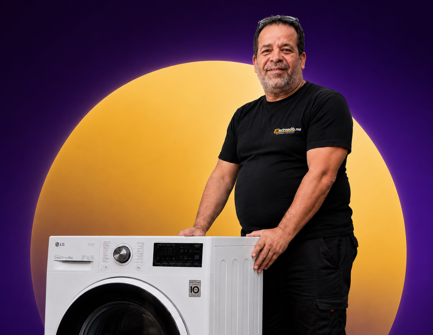 Technicien Electroadib avec un lave-linge LG